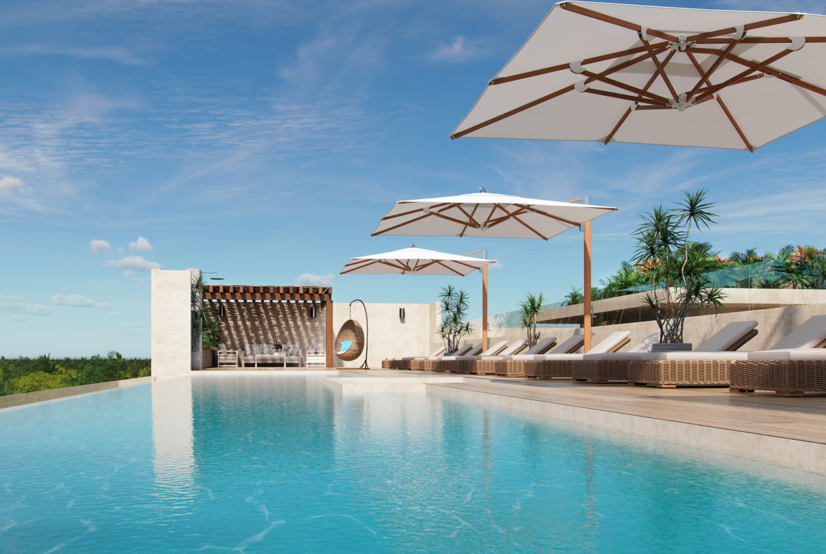 HANA NI - piscine à débordement sur le toit, projet immobilier à Cancún