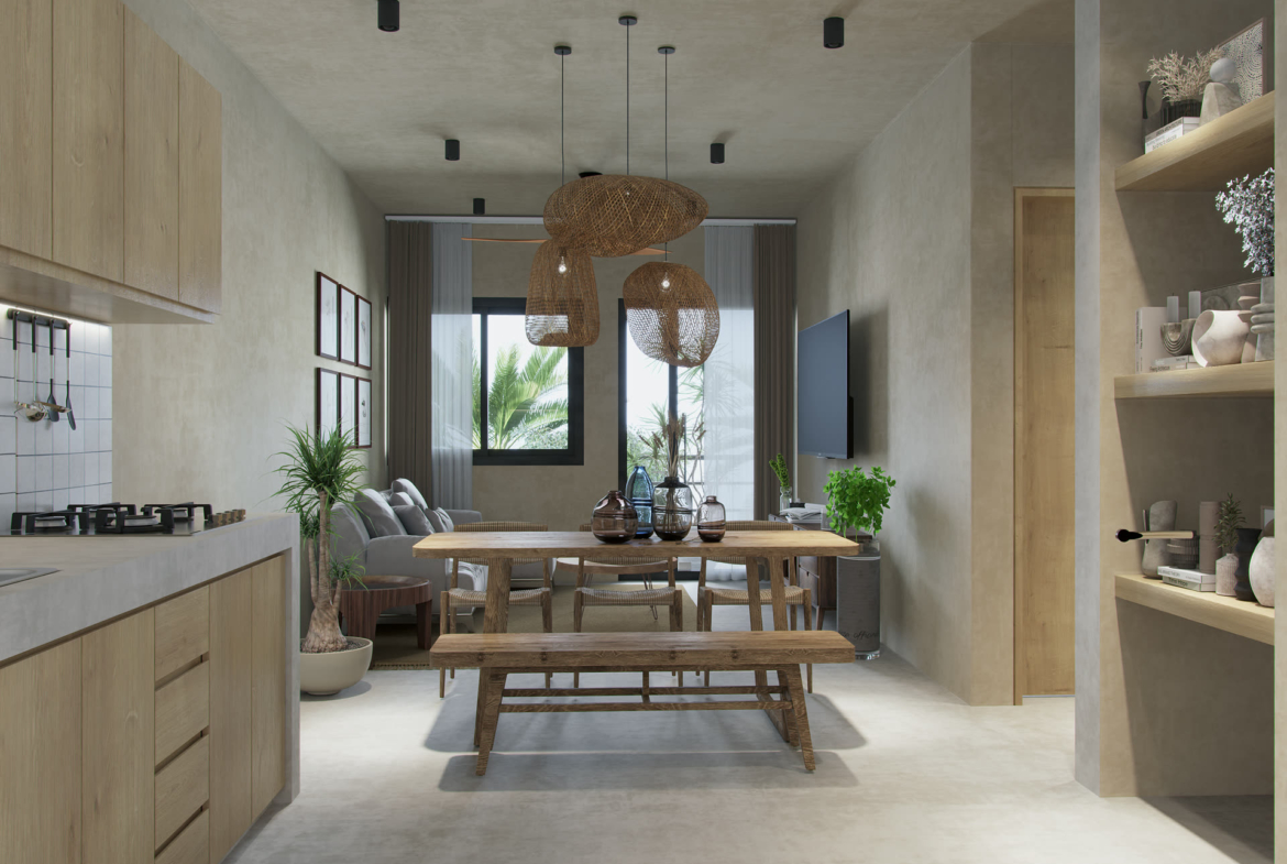 HANA NI - intérieur typologie A, projet immobilier à Cancún