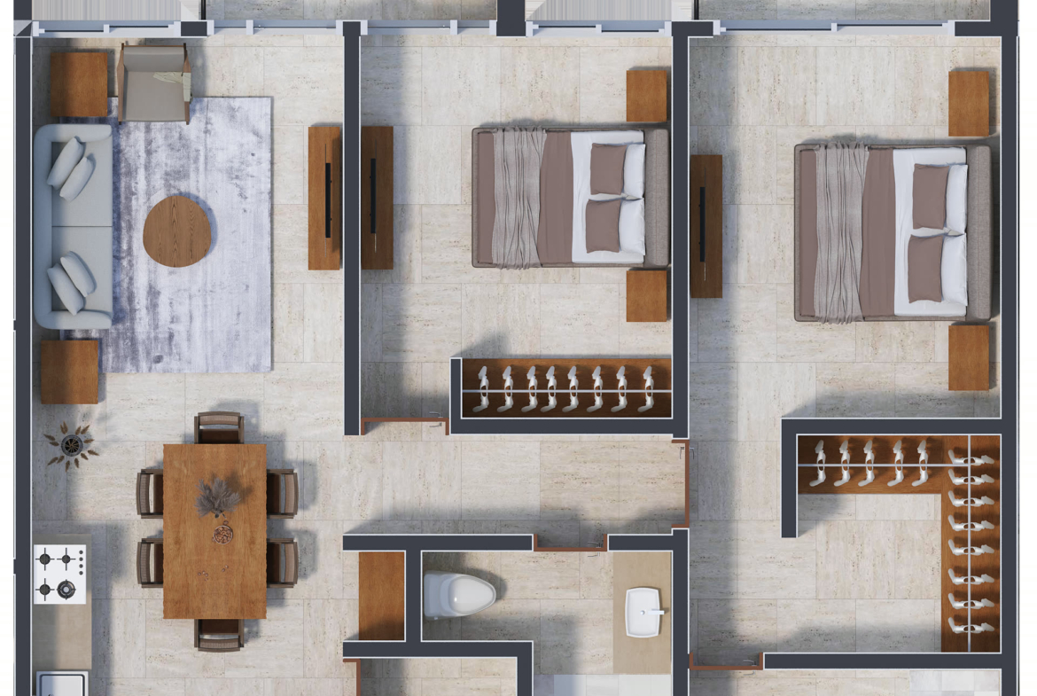 HANA NI - plan typologie C, projet immobilier à Cancún