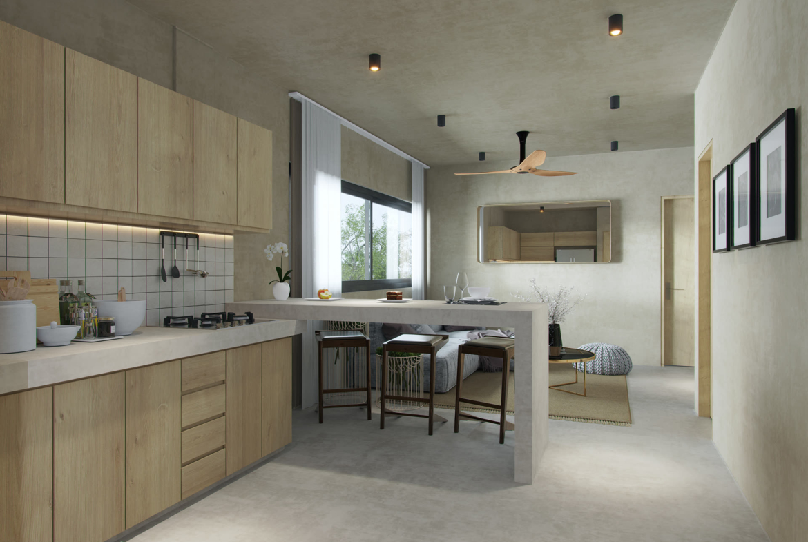 HANA NI - séjour typologie D, projet immobilier à Cancún