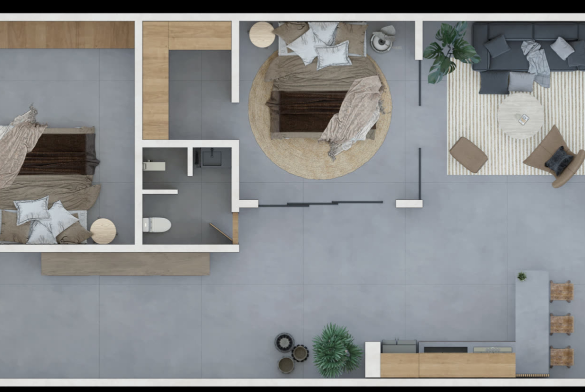 Isabella - plan deux chambres, projet immobilier Team Dan Alex