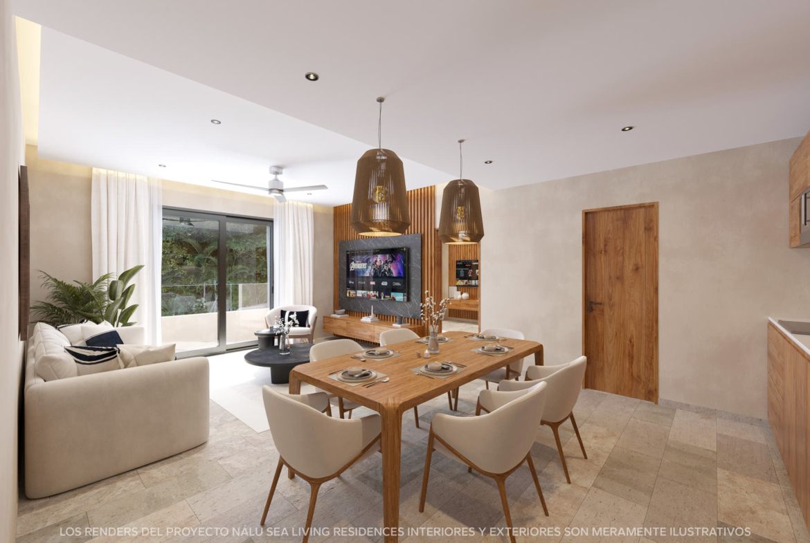 Nálu Sea Living - salon une chambre, projet immobilier Team Dan Alex