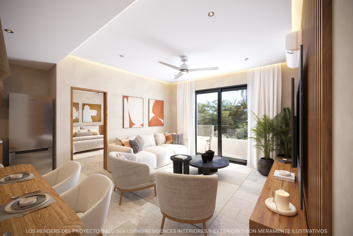 Nálu Sea Living - salon depto plus, projet immobilier Team Dan Alex
